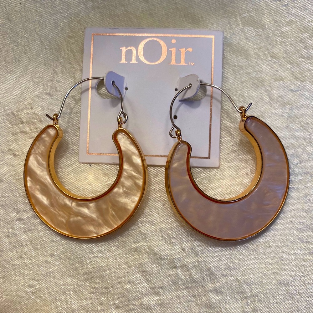 Gold enamel hoop earrings